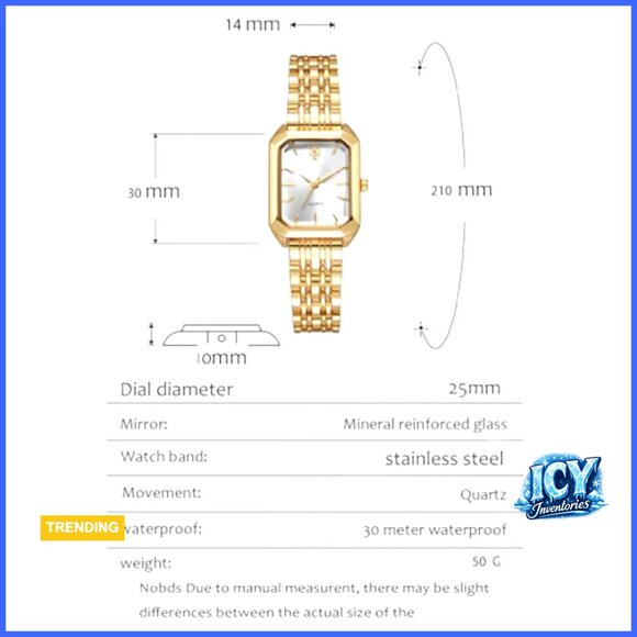 Steel Strap Square Quartz Wristwatch Fashion Casual Business